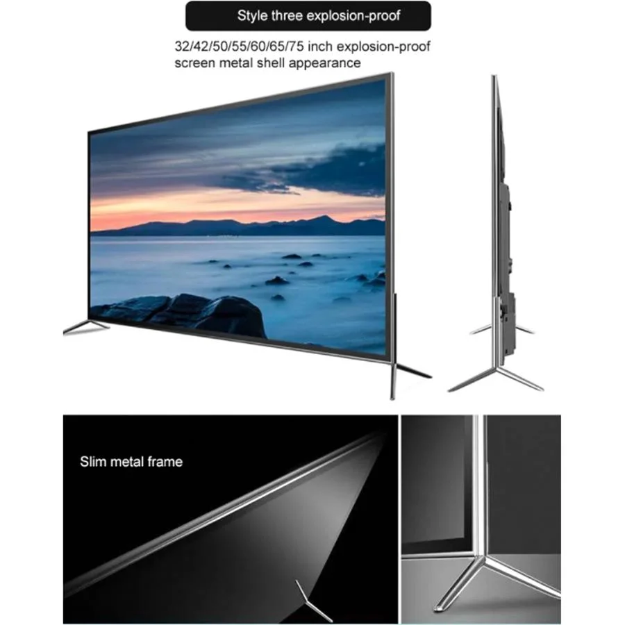 60 Inch Smart LED TV with Curved Screen and Straight Screen and High Resistant to Heavy Blows